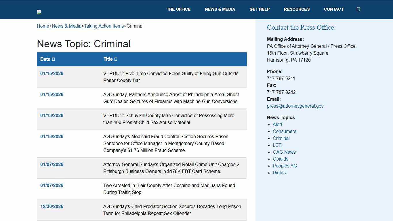 Criminal – PA Office of Attorney General